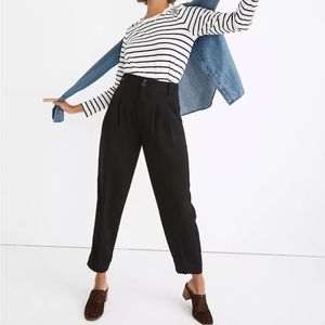 Madewell Drapey Pleated Taper Wide-Leg Pants